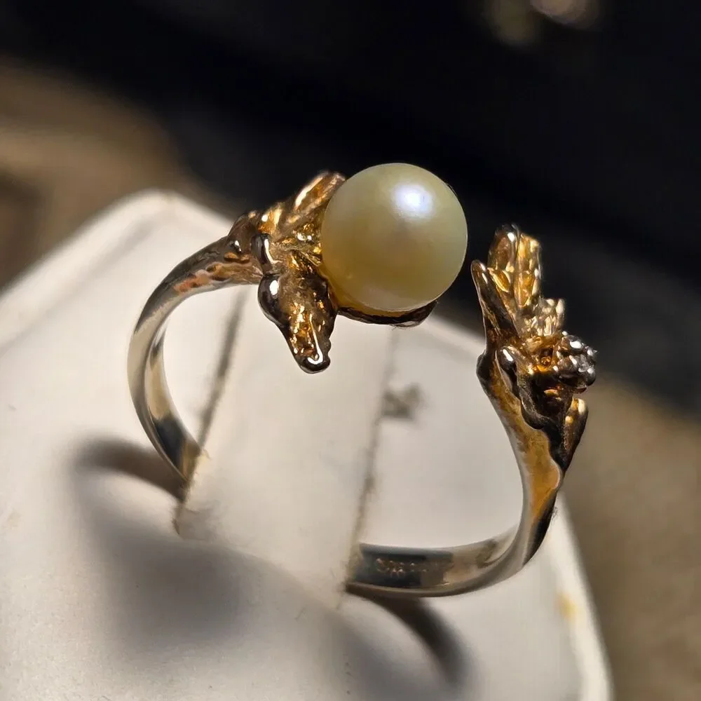 Gold and silver vintage sterling silver ring sz 7.5 adjustable